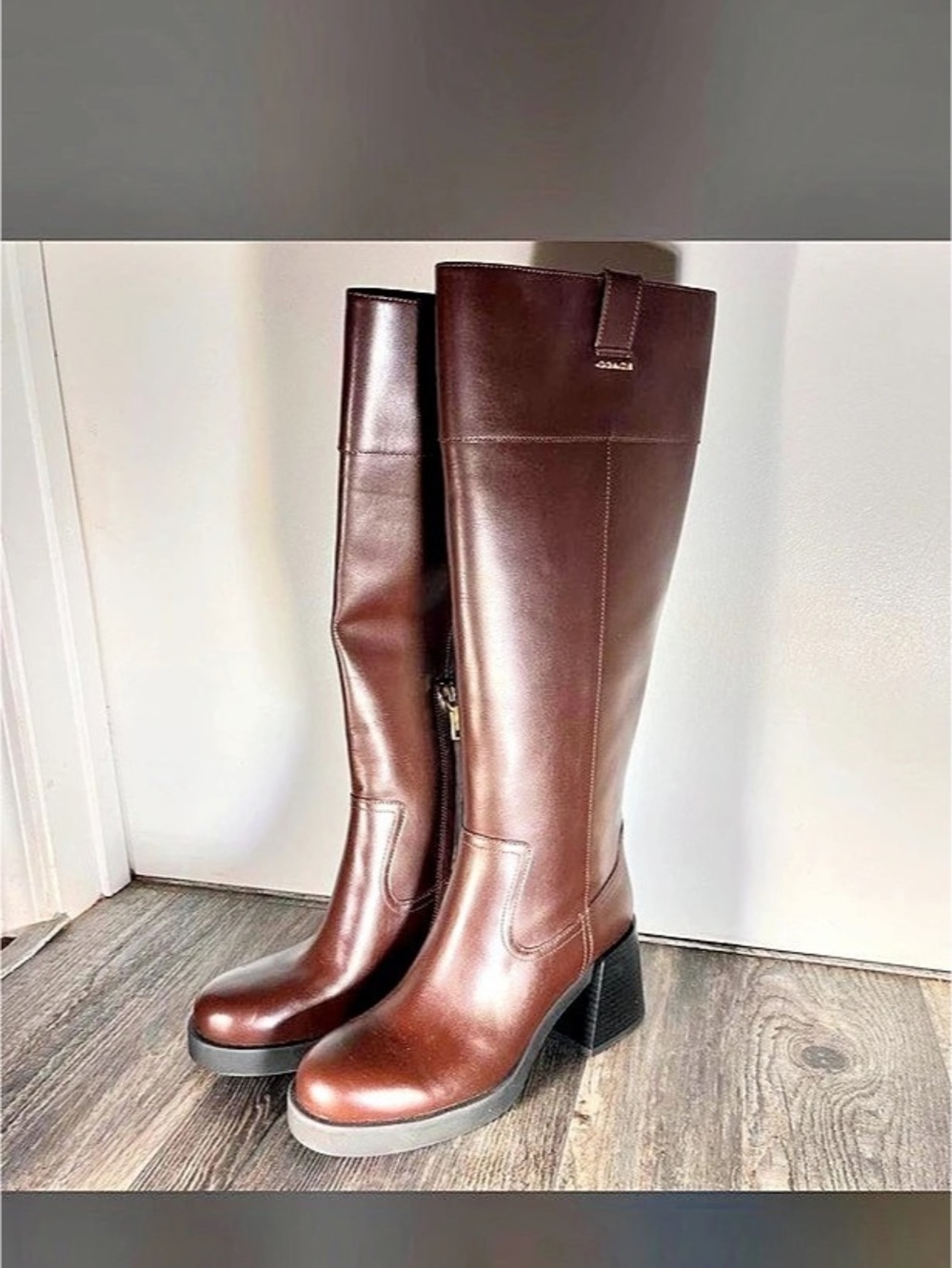 Coach Block Heel Tall Boot Tall Block Heel Boots in Brown Like New